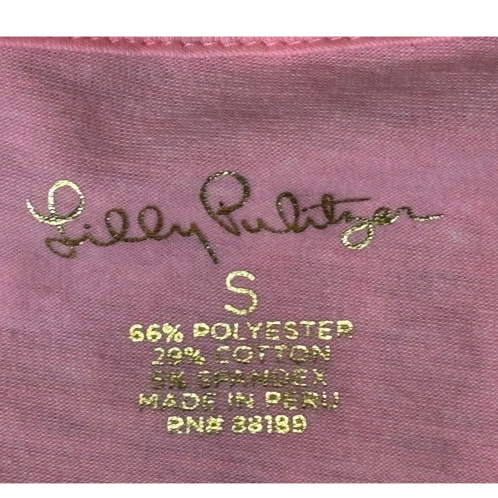 Lilly Pulitzer T-Shirt Womens Small Pink Slub Knit Ruffle Sleeve Scoop Neck - Picture 10 of 12